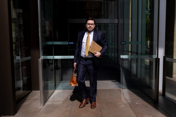 Bruce Lehrmann outside the Federal Court in Sydney on Monday.