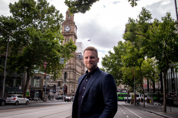 New angle: Chris Macheras, creator of the Old Vintage Melbourne Instagram site, near Melbourne GPO.