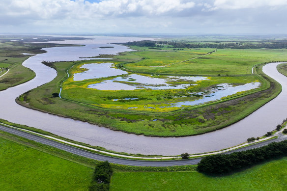 A swollen Anderson Inlet at Venus Bay. 