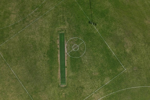Synthetic cricket pitch at Lalor Reserve.