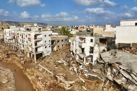 The city of Derna after the floods.