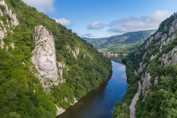 The head of King Decebalus in the Danube Gorges, Romania. 