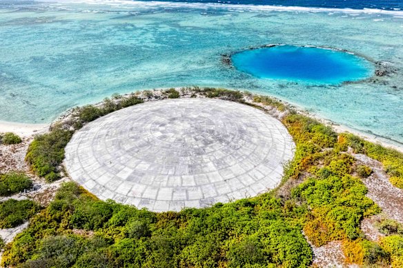 The Runit Dome on Enewetak Atoll in the Marshall Islands is filled with
radioactive waste from decades of US nuclear weapons testing.