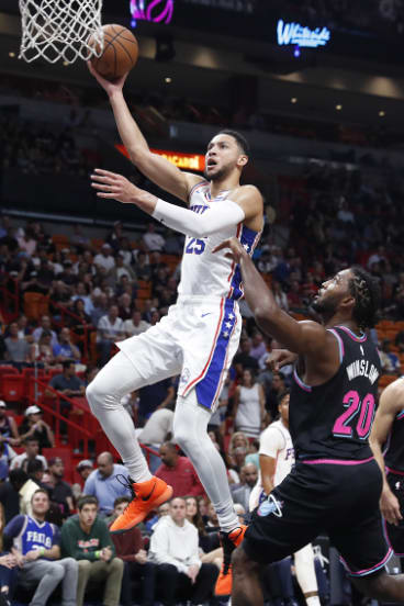 Ben Simmons had three late-game dunks against Miami.