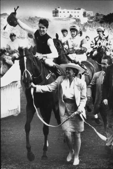 Blast from the past: Darren Beadman on Super Impose after winning the Epsom Handicap in 1991.