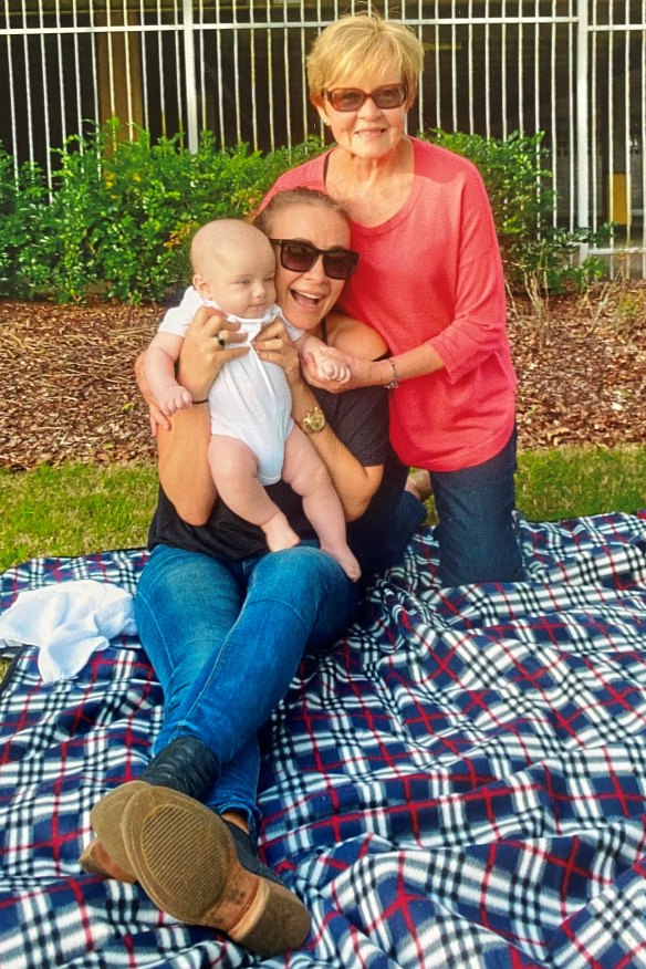 Bridges’ first Mother’s Day, in 2016, with baby Axel and mum Maureen.