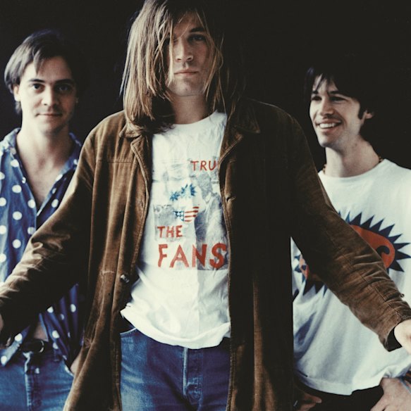 A 1992 publicity photo for the Lemonheads with David Ryan, Dando and Nic Dalton, who owned Glebe’s Half a Cow store.