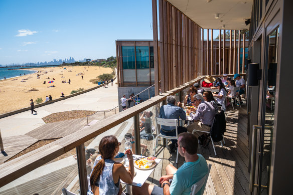 Beach House overlooks Brighton Beach and its famous bathing boxes.