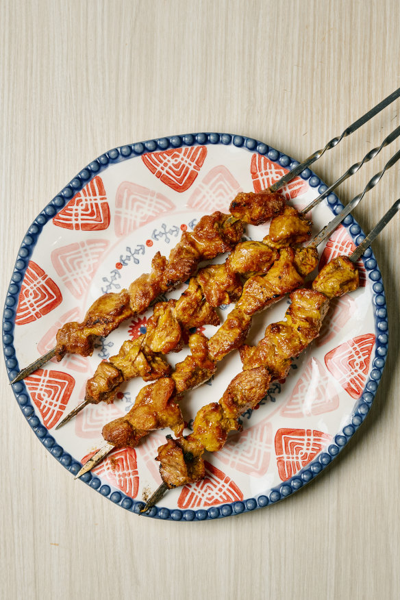Skewered meat.