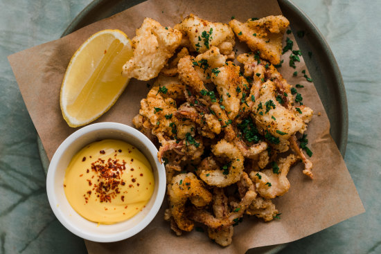 Calamari fritti with saffron aioli.