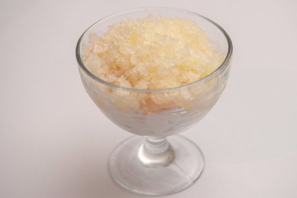 Lychee and coconut custard with lime granita.