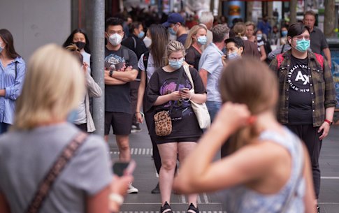 People wear face masks in Melbourne on January 4.
