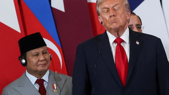 Beside Trump, Prabowo was in his happy place – at home it’s a different story