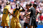 Nestory Irankunda of Australia reacts.