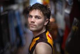 The wizard of Waverley: Nick Watson, pictured in the players’ race at Waverley on Monday, says the Hawks want to do fallen teammate Luke Breust proud on Friday night.