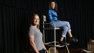 Creator and director of Sunshine Super Girl Andrea James (seated) and Tuuli Narkle, who plays Evonne Goolagong Cawley.