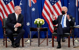 Prime Minister Scott Morrison is in the US for discussions with President Joe Biden.