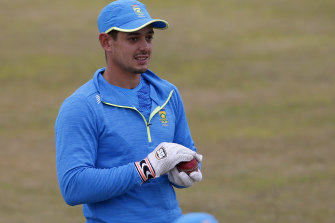Quinton de Kock, pictured earlier this year, did not play in Tuesdayâs game against the West Indies. 