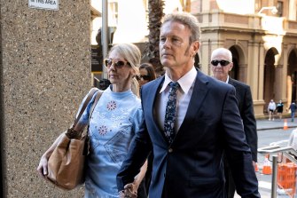 Craig McLachan arrives at court on Monday with his partner Vanessa Scammell.
