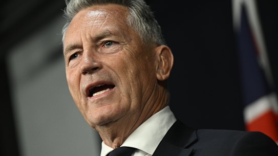 New Victorian Police Commissioner Mike Bush speaks to the media after being announced as the new leader of Victoria Police by Premier Jacinta Allan.