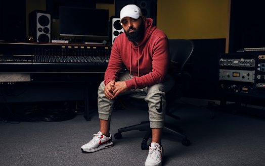 Music producer Khaled Rohaim works from his studio in Sydney and has produced songs for the likes of Rihanna and Ariana Grande. 