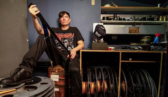The Chauvel’s assistant manager Sean Hinds in the projection room.
