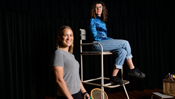Creator and director of Sunshine Super Girl Andrea James (seated) and Tuuli Narkle, who plays Evonne Goolagong Cawley.