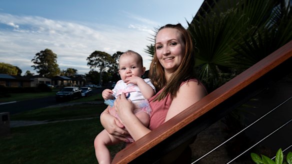 Laura Mehew and her husband can afford to look after one child but say economic circumstances mean they're not planning to have a second.