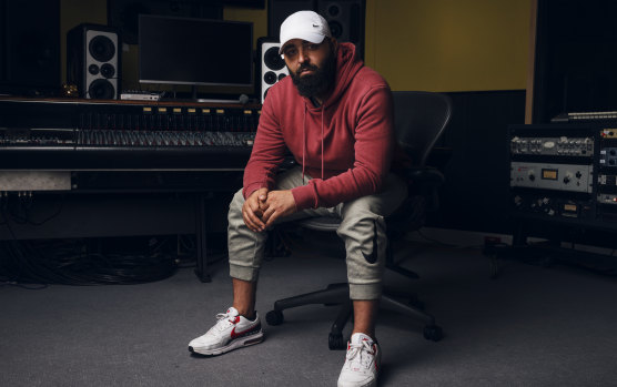 Music producer Khaled Rohaim works from his studio in Sydney and has produced songs for the likes of Rihanna and Ariana Grande. 