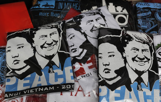 T-shirts with portraits of US President Donald Trump and North Korean leader Kim Jong-un on sale in Hanoi, Vietnam.