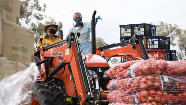 A massive delivery of fresh fruit and vegetables arrives in Wilcannia on Saturday,