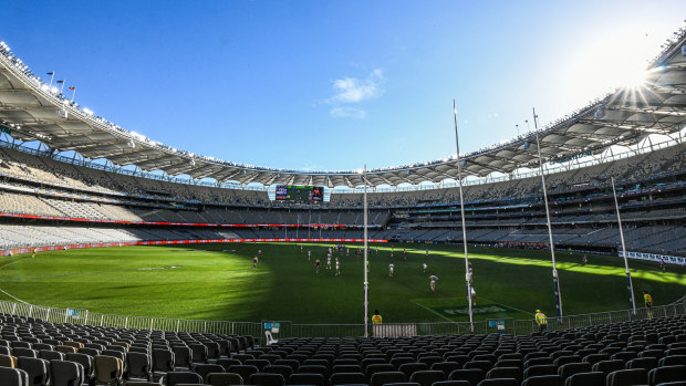 Optus Stadium in Perth, the likely venue of the 2021 grand final.