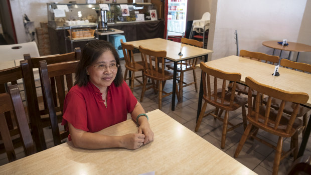 Indonesian restaurant manager Poppy Lais is trying to remain upbeat.
