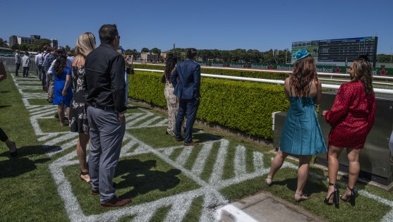 Social distancing measures at Randwick Racecourse on Melbourne Cup Day.