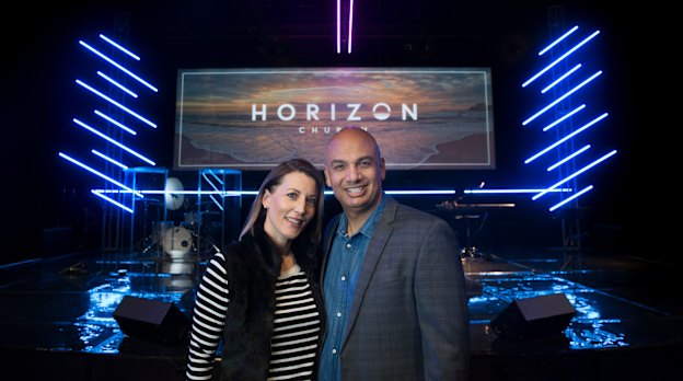Horizon’s senior pastors, married couple Alison and Brad Bonhomme. 