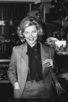 Lauren Bacall photographed at the shop of Sebel Town House in 1979. 