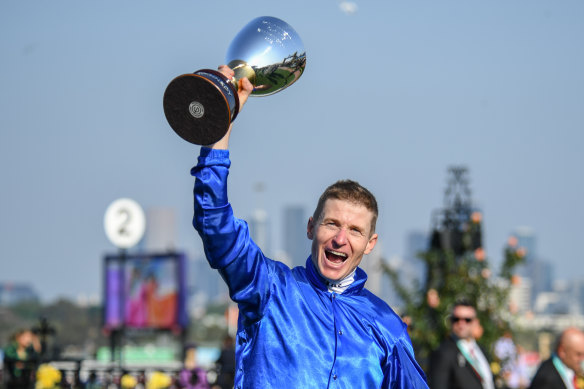 Pumped: In-form jockey James McDonald after winning the Oaks.