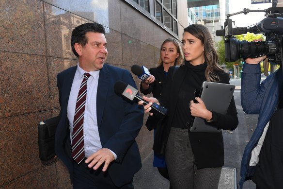 Mohinder Singh's lawyer Steven Pica leaves the Melbourne Magistrates Court on Monday.