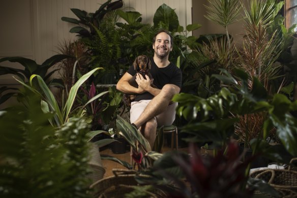 Josh O’Meara, co-owner of The Jungle Collective, a pop-up plant nursery during the Canberra warehouse sale on Friday. 