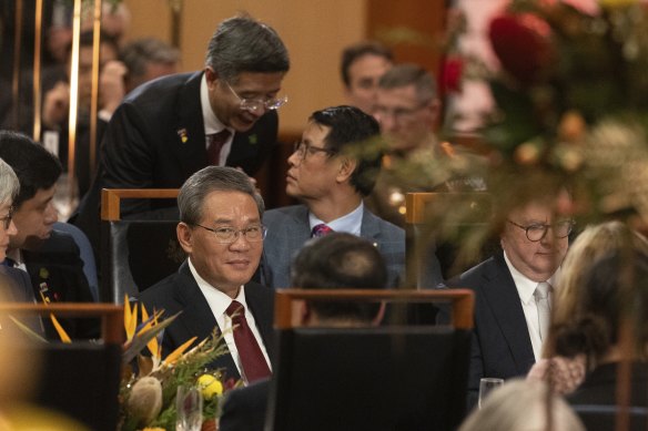 Chinese Premier Li Qiang during an official luncheon in the Great Hall.