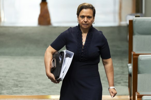 Communications Minister Michelle Rowland arrives for question time today.