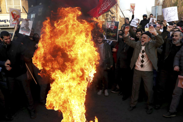 Despite the growth of anti-government protests in Iran, demonstrations against Western powers continue, such as this event outside the British embassy in Tehran.