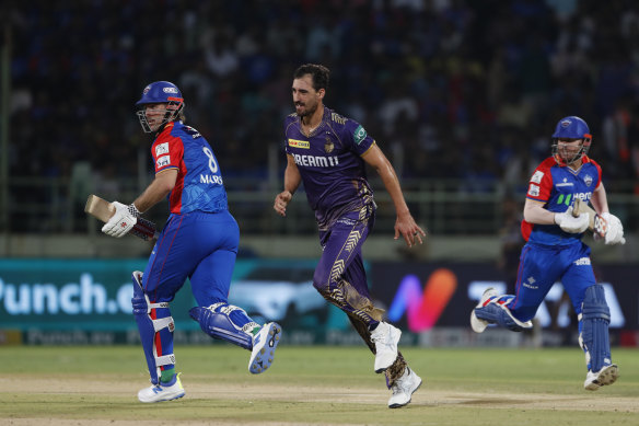 Marsh (left), Mitchell Starc and David Warner in this year’s IPL.