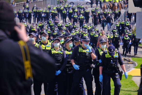 Hundreds of police were engaged to halt to protest.