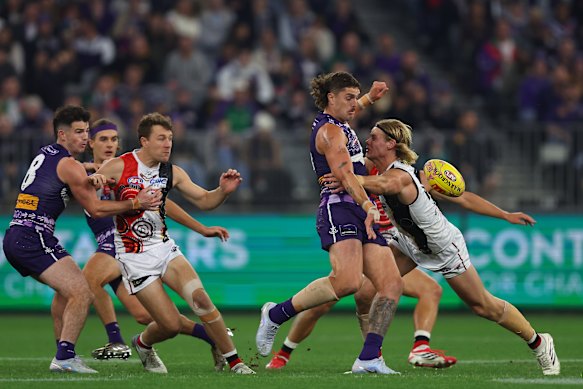 Luke Jackson of the Dockers in action.