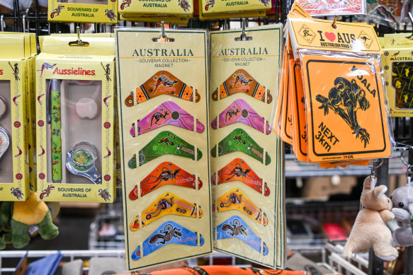 Many Australian souvenirs adopt Indigenous-style artwork.