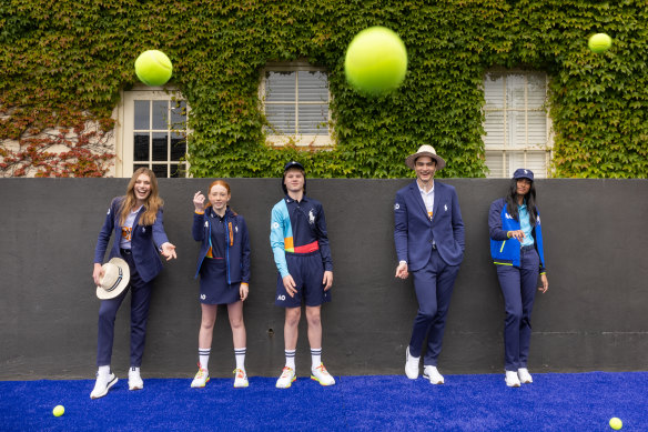 The uniforms for officials and ball kids at next year’s Australian Open.
