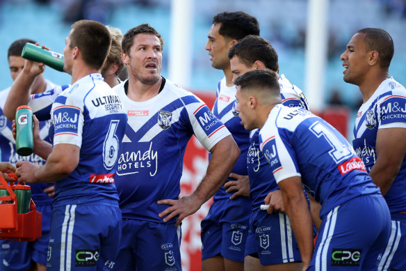 Josh Jackson and the Bulldogs during yet another loss in a forgettable 2020 NRL campaign.