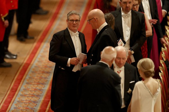 O primeiro -ministro britânico Keir Starmer chega ao banquete estadual na quarta -feira.