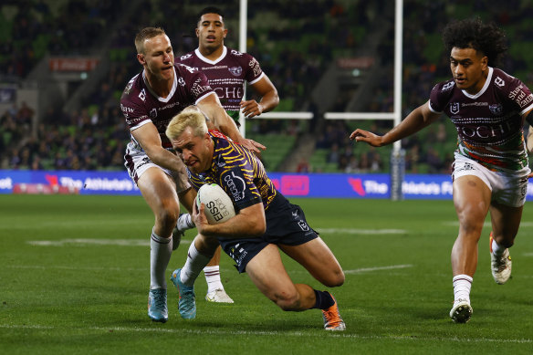 Cameron Munster scores his second try on Thursday night.